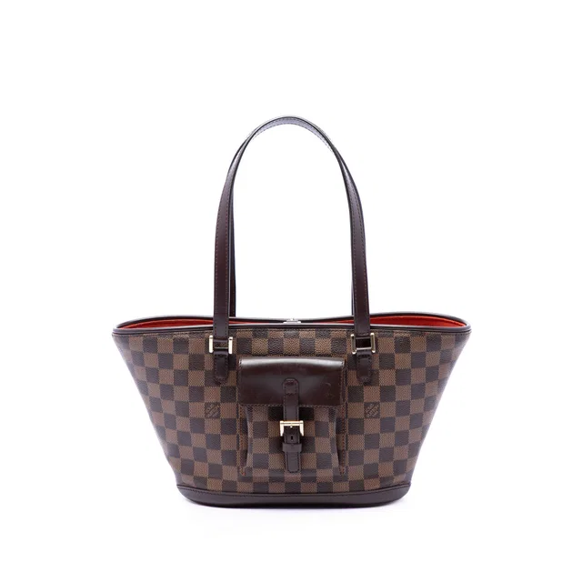Brown Louis Vuitton Damier Ebene Manosque PM Shoulder Bag in Brown Canvas from Designer Revival
