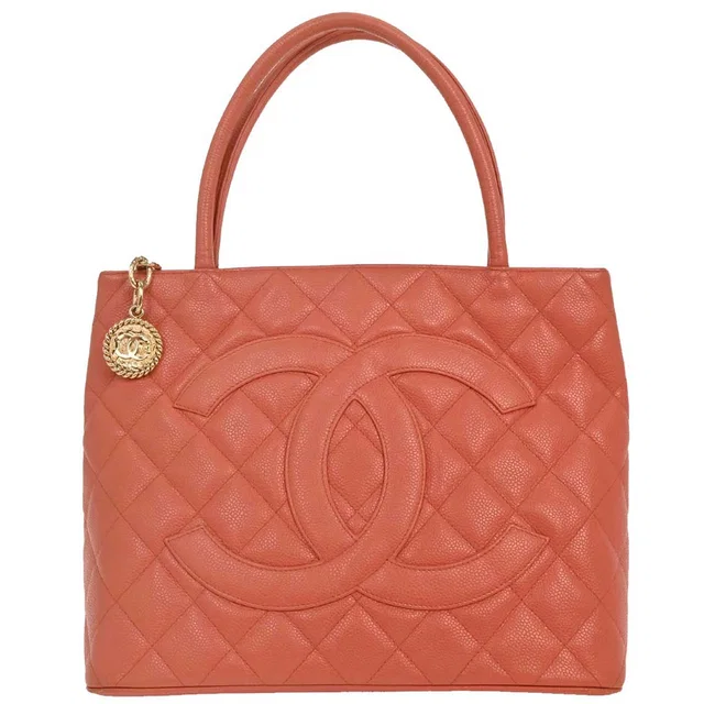 Chanel 2003-2004 Orange Caviar Medallion Tote Handbag in Orange Caviar leather from AMORE Vintage Tokyo