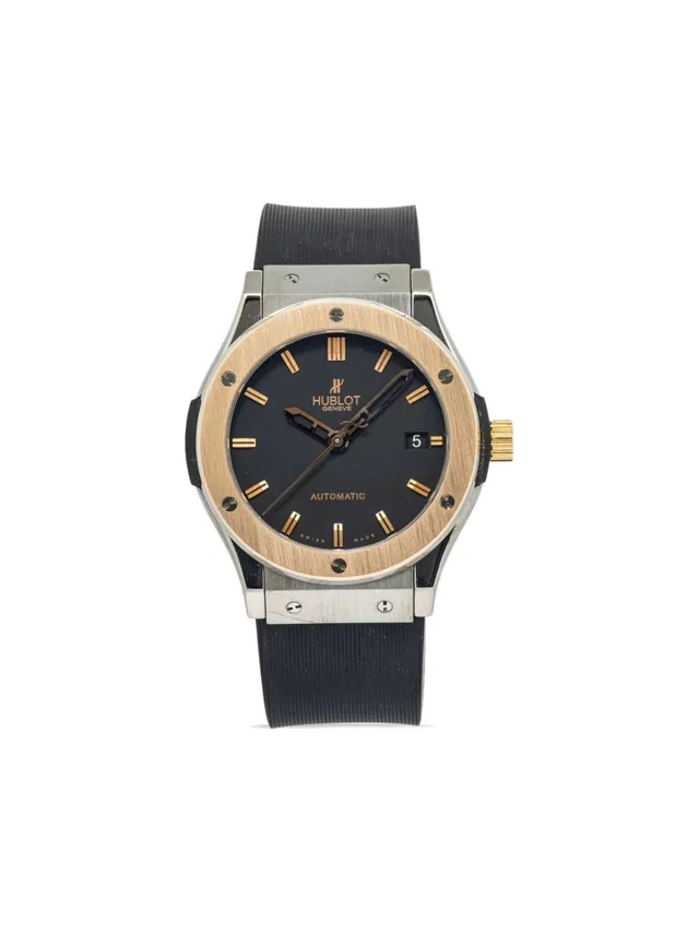 Hublot pre-owned Classic Fusion 45mm - men - stainless steel/Titanium/Sapphire Glass - One Size - Black in black from Farfetch