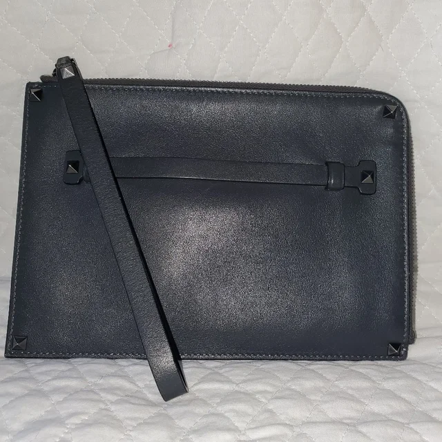 Valentino Garavani Leather Clutch in gray Leather from Poshmark