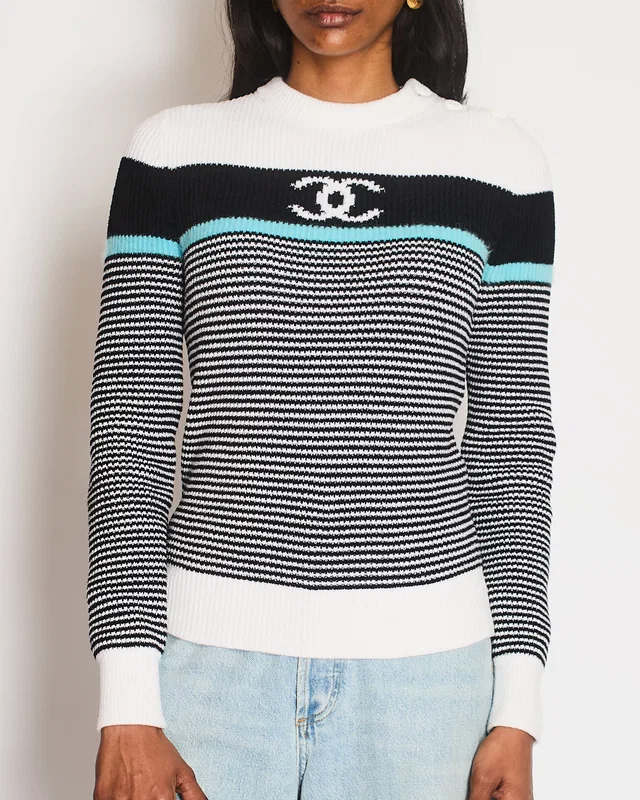 Chanel 22/B CC Striped Long Sleeve Jumper Size FR 36 (UK 8) in Wool from Sellier