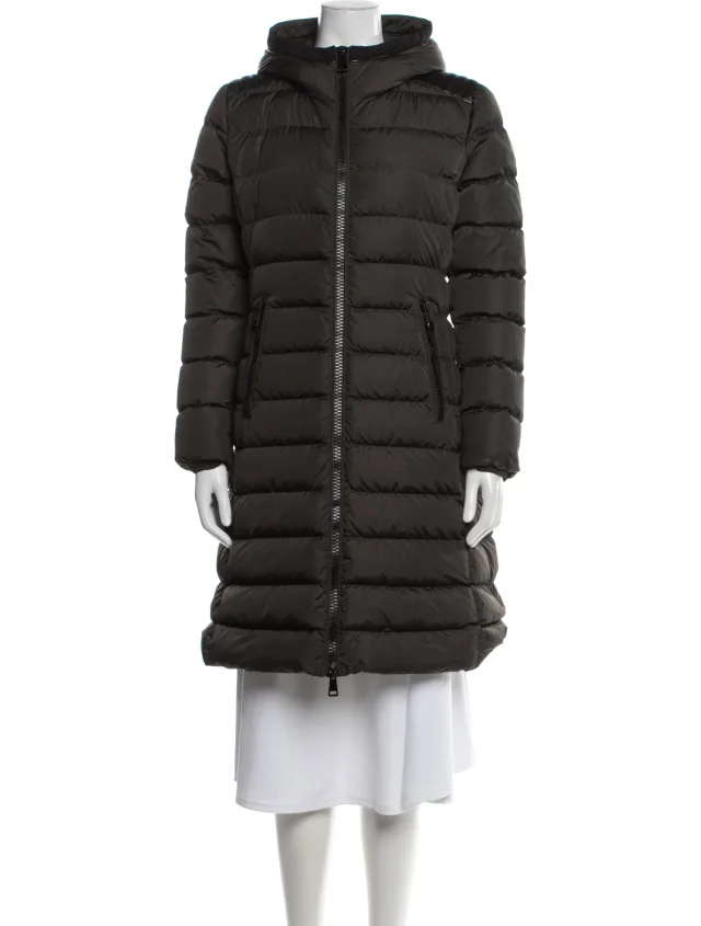 Moncler Nylon Down Coat in green Nylon from The RealReal