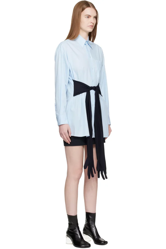 MM6 Maison Margiela Blue Cotton Poplin Shirt, photo 2 of 4 from SSENSE