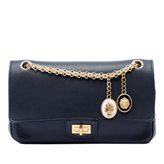 Blue Chanel Calfskin Reissue 2.55 Medallion Nude Double Flap 225 Shoulder Bag in Blue Calfskin from Designer Revival
