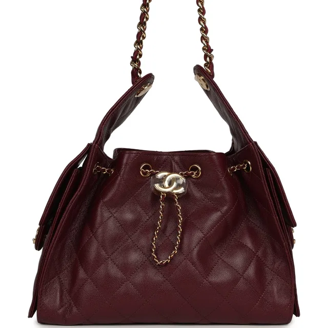 Chanel Small 25 Hobo Bag Dark Burgundy Shiny Caviar Gold Hardware in Burgundy Caviar leather from Madison Avenue Couture