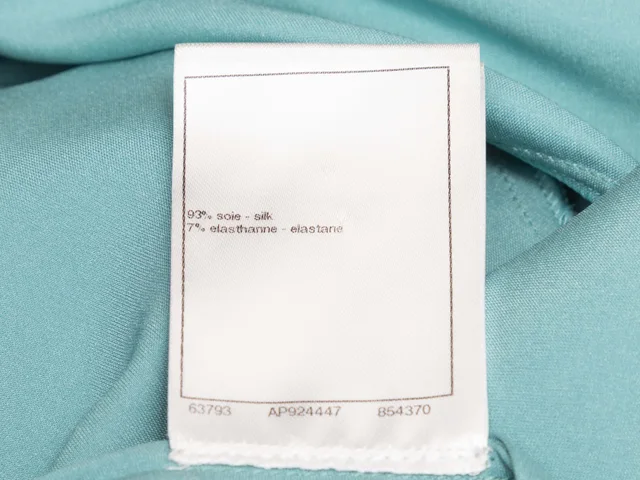 Aqua Chanel Silk Long Sleeve Button-Up Top Size FR 40 in Blue Silk from Designer Revival, photo 6 of 7
