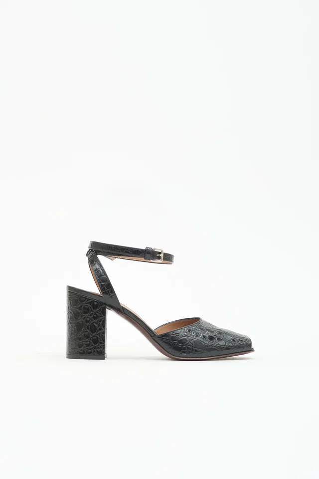 Marni Embossed Leather Peep Toe Heel in Leather from VSP Consignment