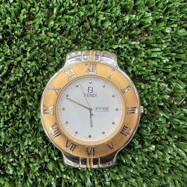 Fendi Men's Analogue Watch - Gold/Silver in gray|silver|gold from Depop, photo 1 of 1