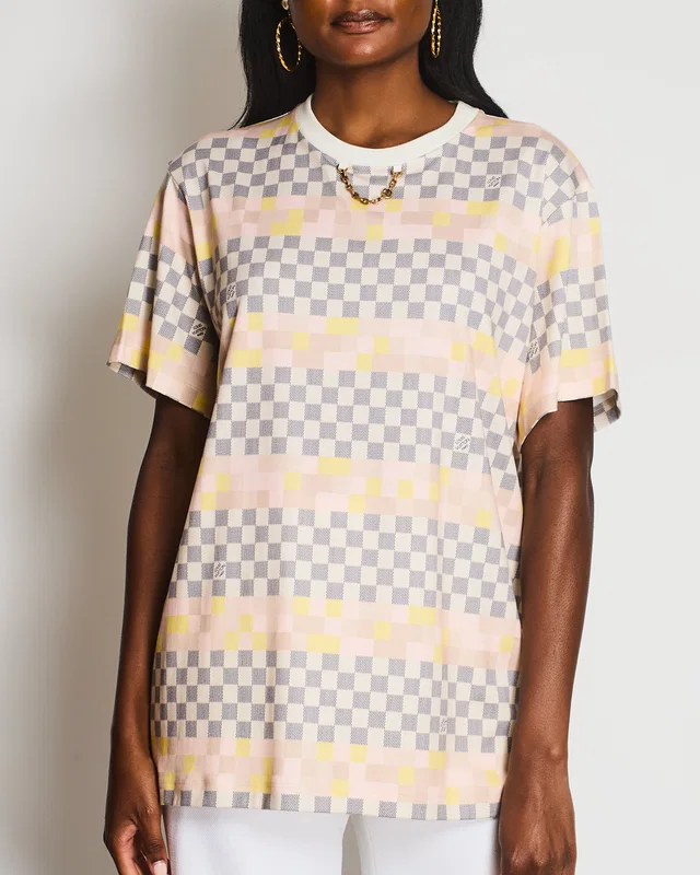 Louis Vuitton Beige Damier Monogram Printed T-Shirt with Chain Detail Size XL (UK 14) in Beige from Sellier