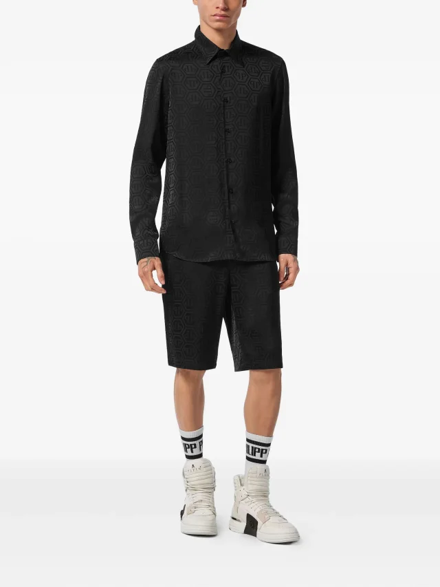 Philipp Plein Sugar Daddy cut silk shirt monogram, photo 2 of 2 from FARFETCH