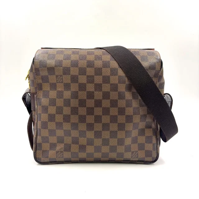 Louis Vuitton Naviglio Damier Ebene Leather Brown Shoulder Bag Gold in Brown Leather from The Reluxe