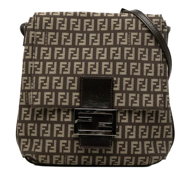 Brown Fendi Zucchino Canvas Crossbody in Brown Canvas from Designer Revival