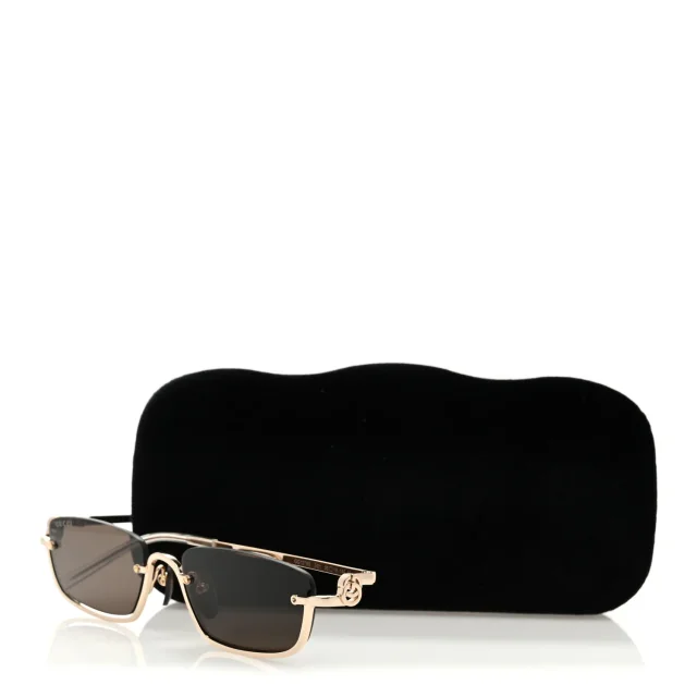 Gucci Metal Rectangular Frame Sunglasses GG1278S Brown Gold in Brown from FASHIONPHILE, photo 8 of 8