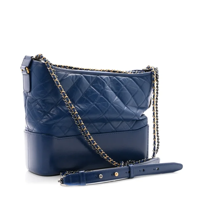 Chanel Aged Calfskin Quilted Medium Gabrielle Hobo Blue in Blue Calfskin from FASHIONPHILE, photo 3 of 10