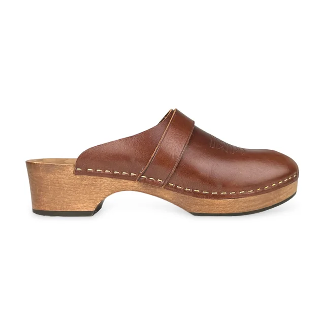 Saint Laurent Sabot Brown Leather Clogs in Brown Leather from Designer Archives