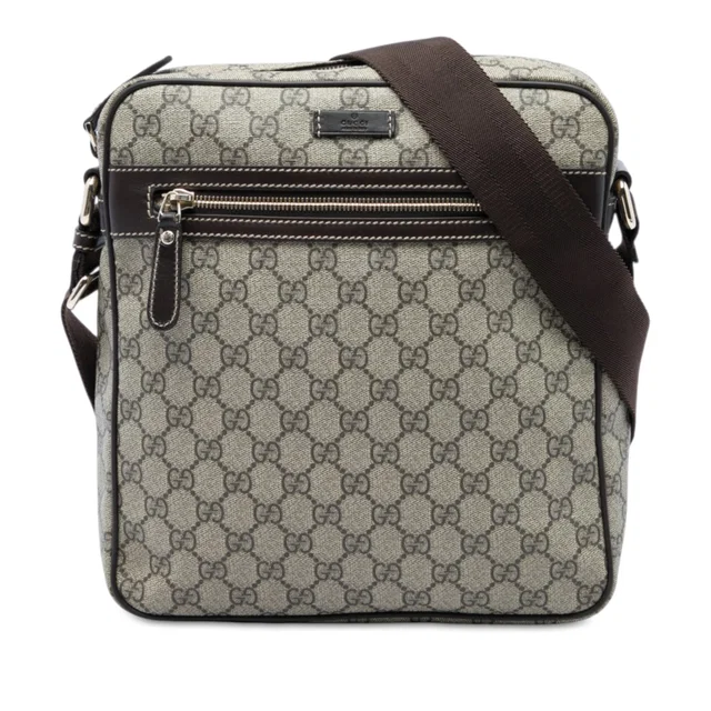 Beige Gucci GG Supreme Crossbody in Beige Coated canvas from Designer Revival