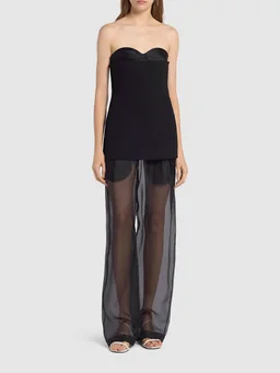 Khaite Wide-leg trousers with drawstring in 100% Silk, photo 2 of 5 from LUISAVIAROMA