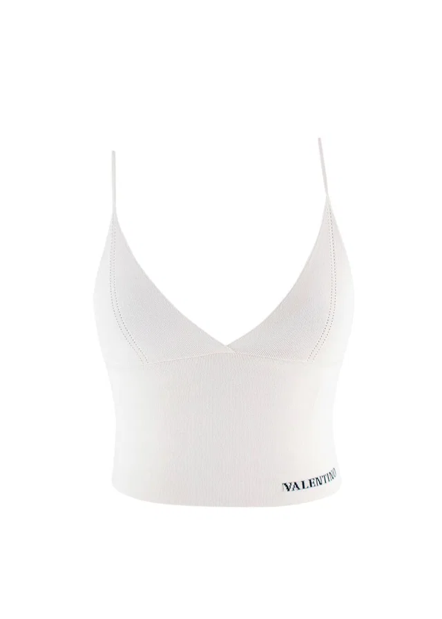 Valentino Garavani Fine Knit White Strappy Vest in White from HEWI