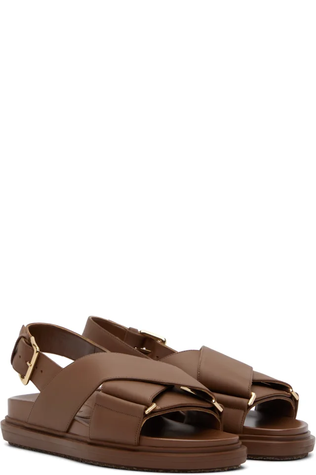 Marni Brown Leather Fussbett Sandals, photo 4 of 5 from SSENSE