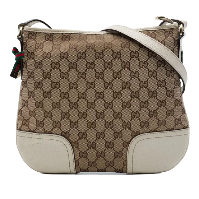 White Gucci GG Canvas Web Princy Crossbody in White Canvas from Designer Revival