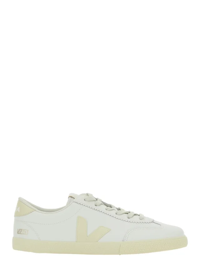 Sneaker 'Volley' Low Top with Logo Patch on the Side and Logo Lettering on the Back in White Unisex Leather in White, image 1 of 1 from Gaudenzi Boutique