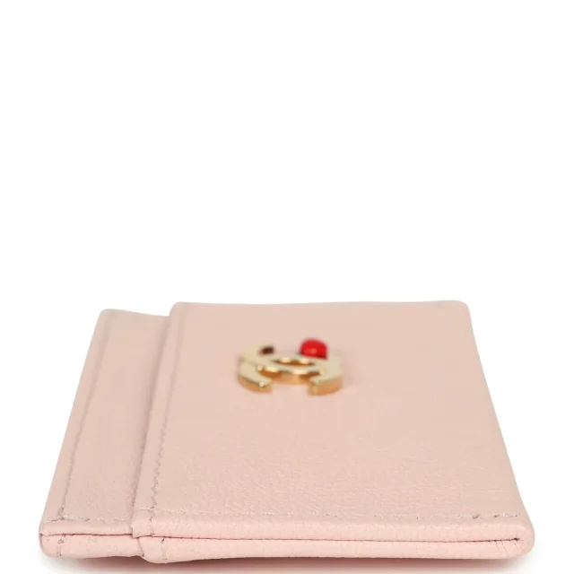 Chanel "Lucky Park" Card Holder Wallet Light Pink Goatskin Gold Hardware in Pink Goatskin from Madison Avenue Couture, photo 3 of 8