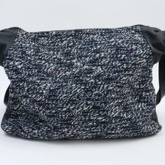 Circa 2015 Chanel Jacket Motif Girl Shoulder Bag in Navy/Black/Multi in Black Tweed from VINTAGE QOO TOKYO, photo 2 of 12
