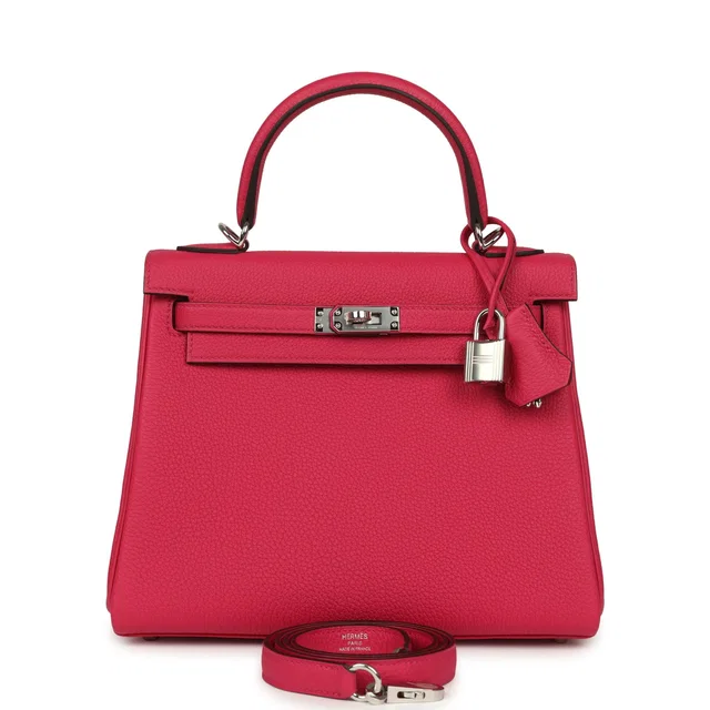 Hermès Kelly Retourne 25 Rose Mexico Togo Palladium Hardware in Pink Togo leather from Madison Avenue Couture