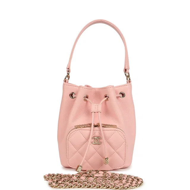 Chanel Mini Top Handle Bucket Bag in Pink Caviar leather from Madison Avenue Couture