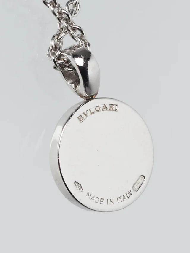 Bvlgari 18k White Gold and Diamond Circle Pendant Necklace in White from Yoogis, photo 3 of 3