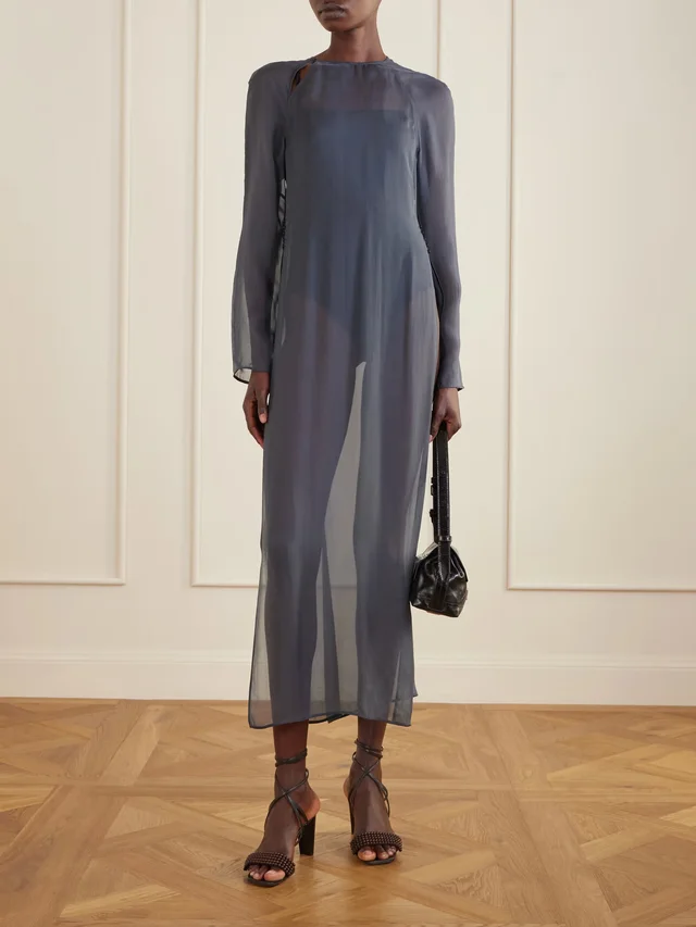LEMAIRE Crepe maxi dress in Grey, photo 2 of 2 from NET-A-PORTER (Canada)
