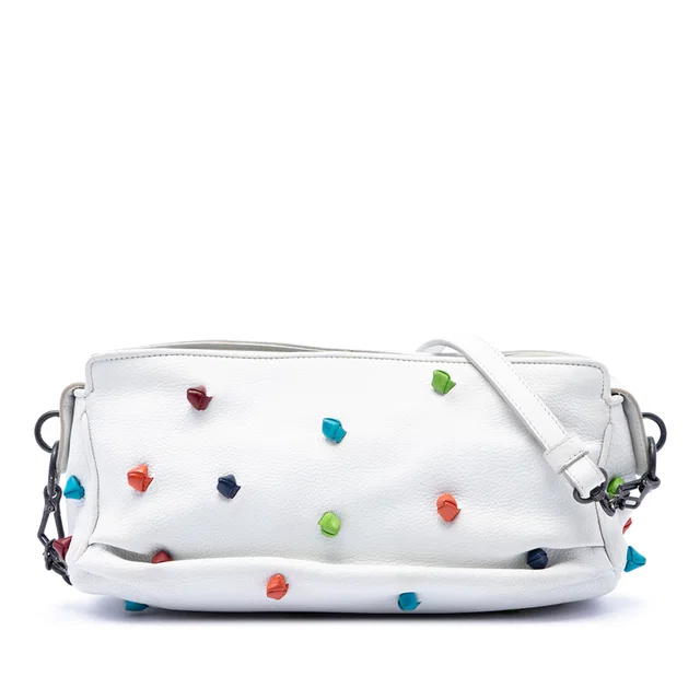 White Bottega Veneta Grained Calfskin Toggle Crossbody in White Caviar leather from Designer Revival
