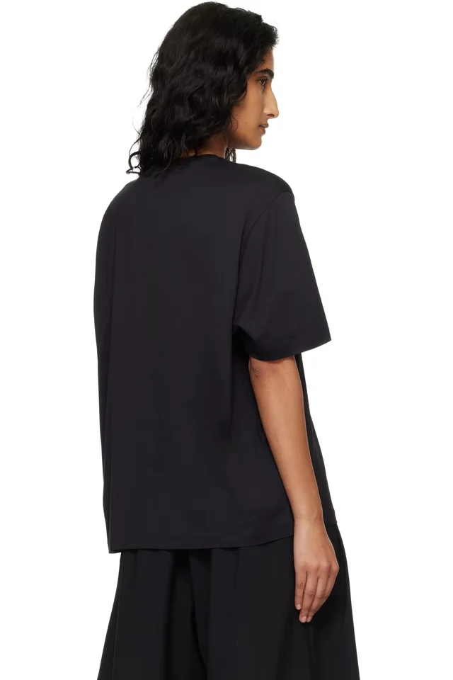 The Frankie Shop Black Harper Soft Organic T-shirt, photo 3 of 4 from SSENSE