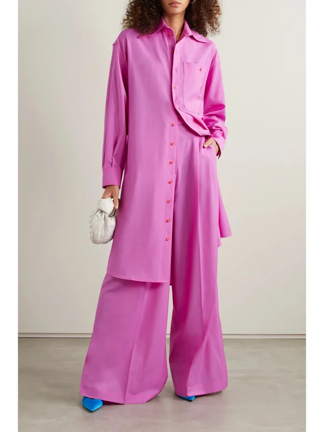 CHRISTOPHER JOHN ROGERS Pleated wool wide-leg pants in Pink, photo 2 of 2 from NET-A-PORTER (Canada)