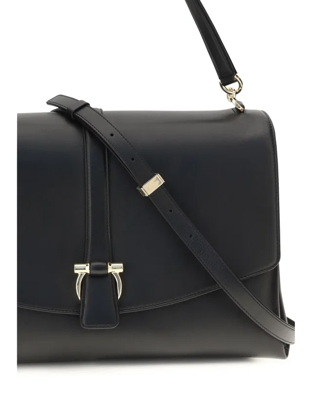 Ferragamo Mia Shoulder Bag — Black Calf Leather in Black Calfskin from HEWI
