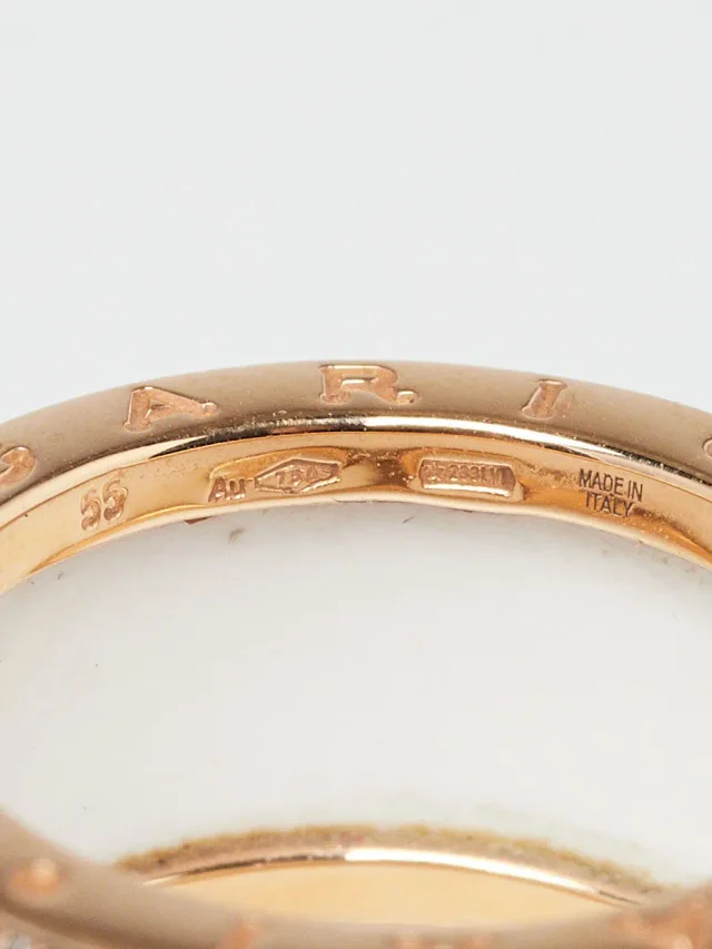 Bvlgari 18k Rose Gold with Diamond and White Ceramic B.Zero 4 Band Ring Size 7/55 in White Ceramic from Yoogis, photo 5 of 6