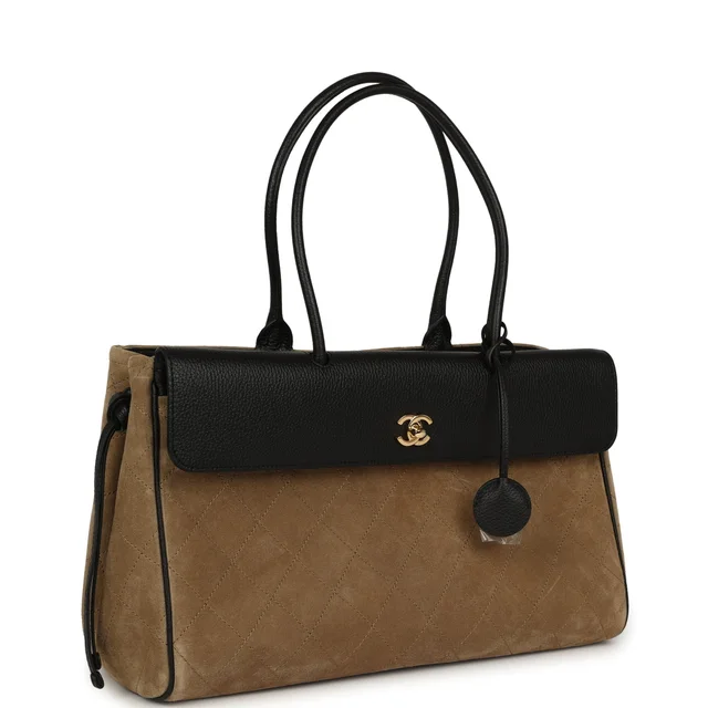 Chanel Large "Urban Essential" East West Shopping Tote Black Grained Calfskin and Beige Suede Gold… in Black Caviar leather from Madison Avenue Couture, photo 2 of 2