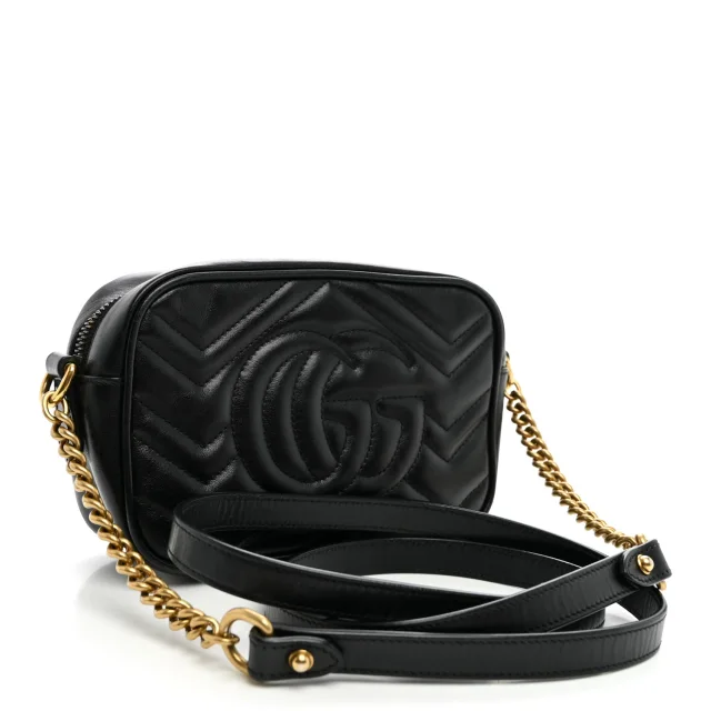 Gucci Matelasse Mini GG Marmont Camera Bag Black in Black Calfskin from FASHIONPHILE, photo 3 of 10