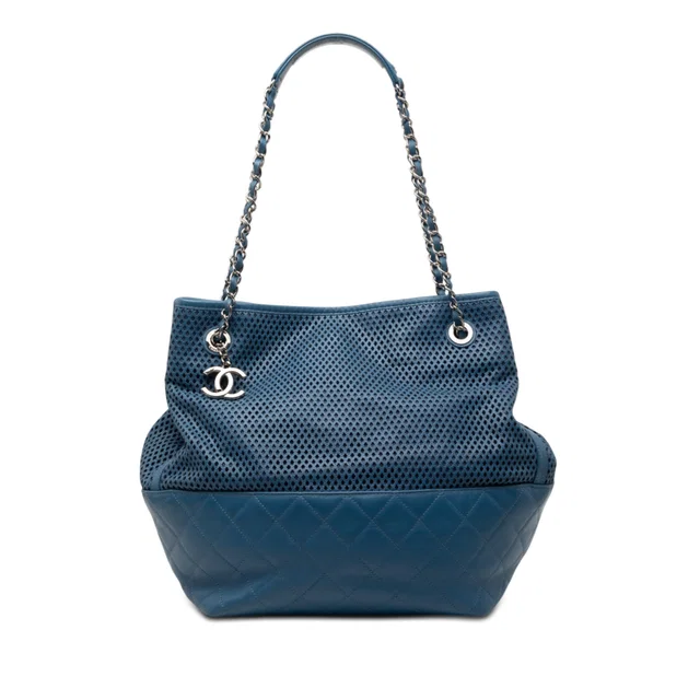Blue Chanel Perforated Calfskin Up In The Air North South Tote in Blue Calfskin from Designer Revival, photo 1 of 1