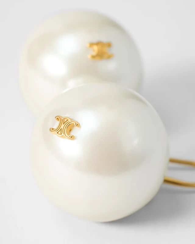 Celine LES PERLES XL EARRINGS IN RESIN PEARL AND BRASS WITH GOLD FINISH, photo 3 of 3 from SENSER