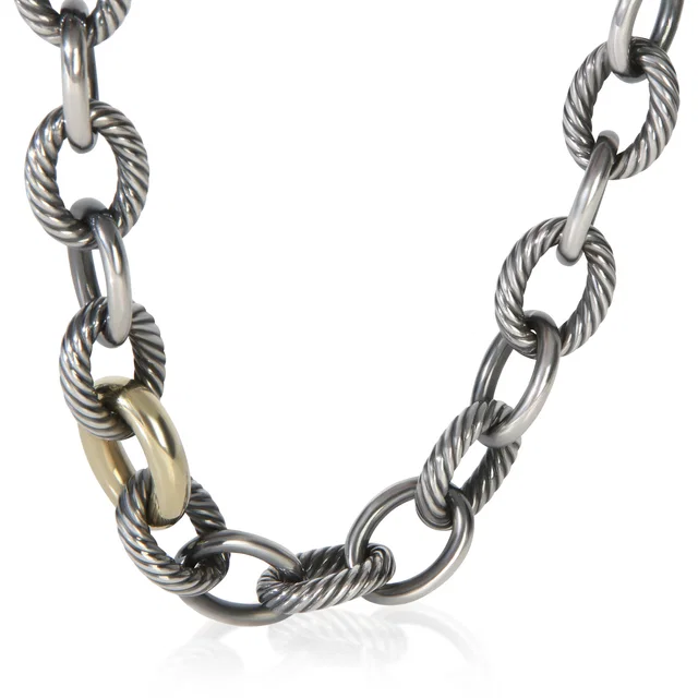 David Yurman 1-5 18k Yellow Gold & Sterling Silver Oval Link Necklace 1/5 14k in Yellow from HEWI