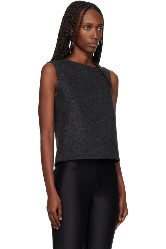 SHUSHU/TONG Gray Asymmetric Neckline Vest, photo 2 of 4 from SSENSE