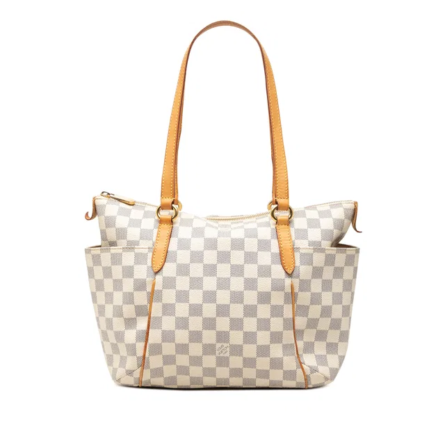 White Louis Vuitton Damier Azur Totally PM Tote Bag in White Canvas from Designer Revival