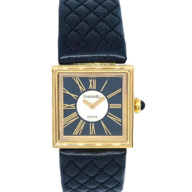 Chanel Mademoiselle Watch 18KYG in Leather from AMORE Vintage Tokyo