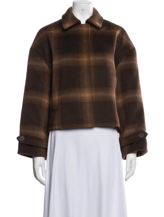 SIMKHAI Plaid Print Jacket in brown|red from The RealReal