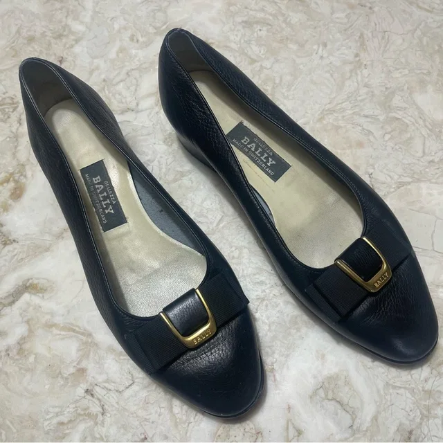 Bally Vintage Black Leather Dress Shoes With Logo Bow Sz 3 in black Leather from Poshmark
