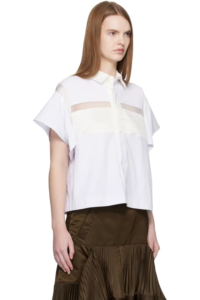 sacai White Cotton Jersey Polo, photo 2 of 4 from SSENSE