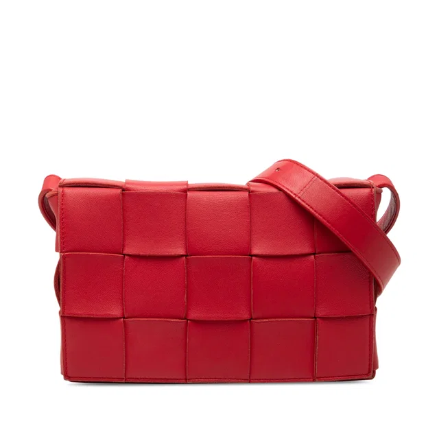 Red Bottega Veneta Nappa Intrecciato Cassette Crossbody in Red Nappa leather from Designer Revival