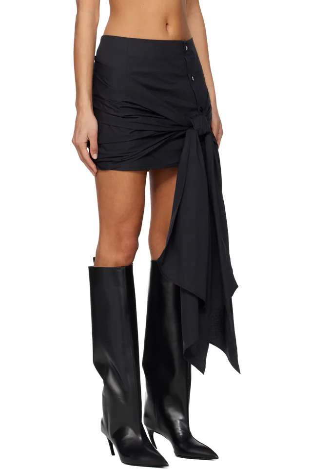 The Attico Black Shiny Satin Miniskirt, photo 2 of 4 from SSENSE