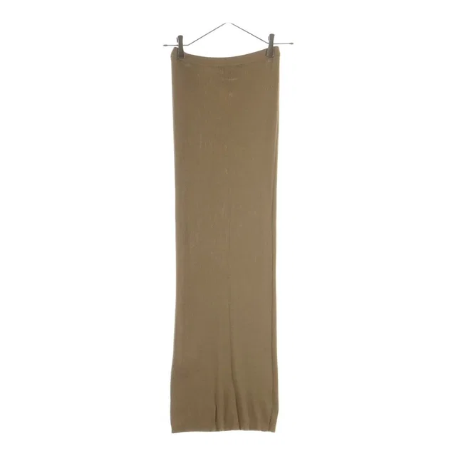 Prada Triangle Logo Silk Knit Long Skirt 40 Brown in Brown Silk from The Reluxe